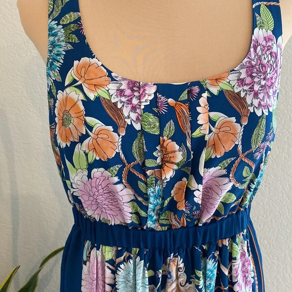 Anthropologie Moulinette Soeurs blue floral silk mini dress with pockets Medium - Picture 2 of 6